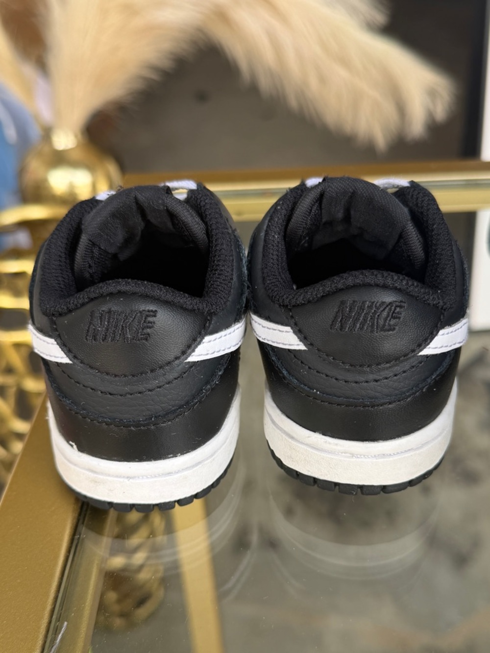 Boys 7C Nike Dunk Low Kids Black and White Low-Top Sneakers - Picture 4 of 5